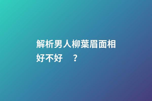 解析男人柳葉眉面相好不好？
